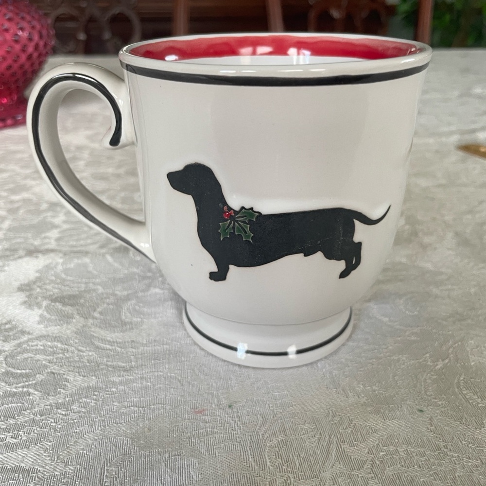 Festive spectrum mug and blue sky clay works Dachshund Mug and Ornament Set - Picture 6 of 16